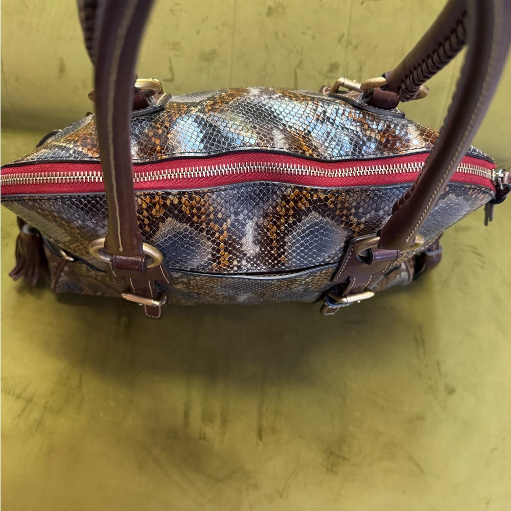 Vintage Dooney & Bourke Ltd.Ed Florentine Python Embossed Domed Buckle Satchel - Picture 4 of 17